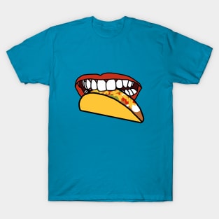 Food For Mouth With Red Lips and White Teeth Eating Taco T-Shirt